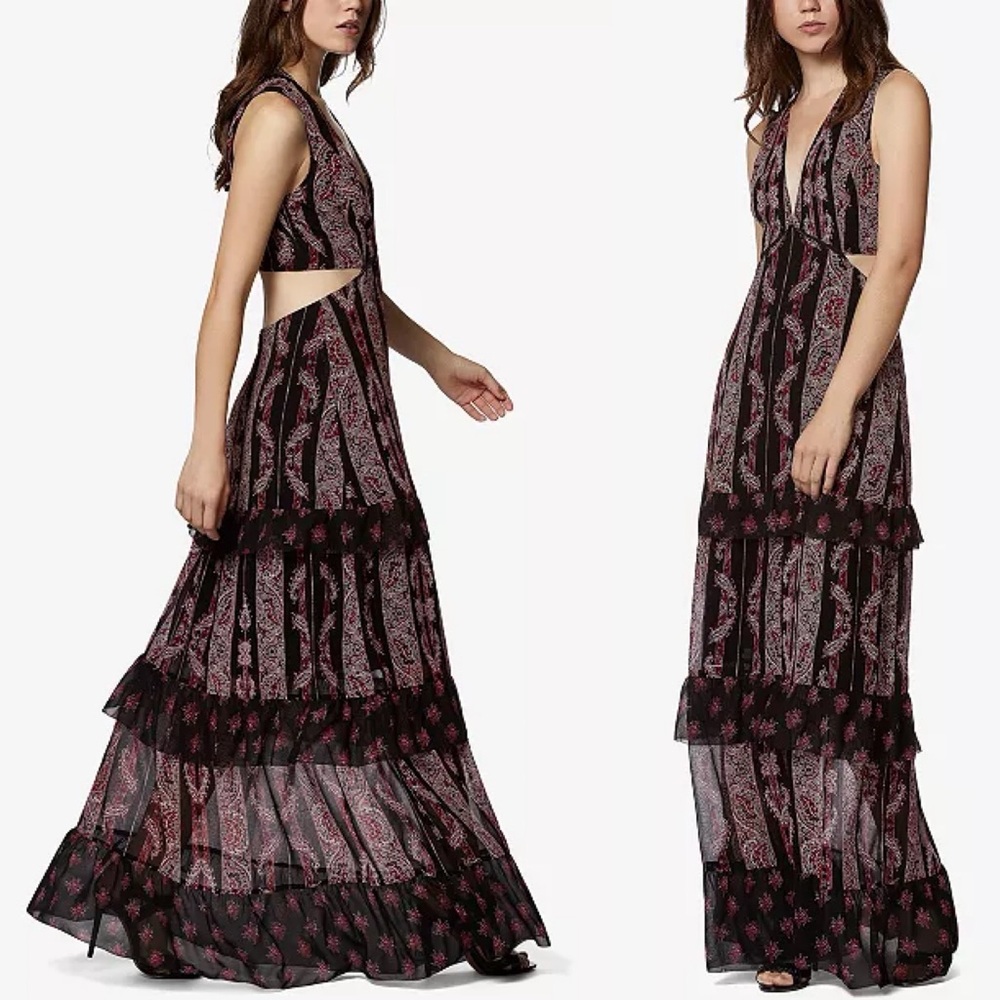 Avec Les Filles Paisley Print Cut Out Maxi Dress